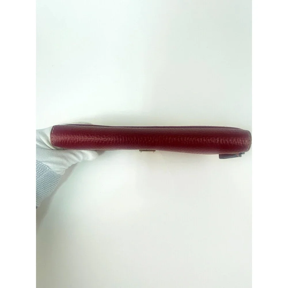 Dooney & Bourke Pebble Grain Large Zip Around Wallet Wristlet Burgundy Red